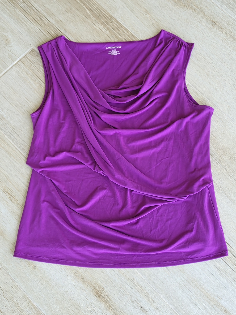 Lane Bryant Magenta Cowl Neck Sleeveless Top Size 14 16